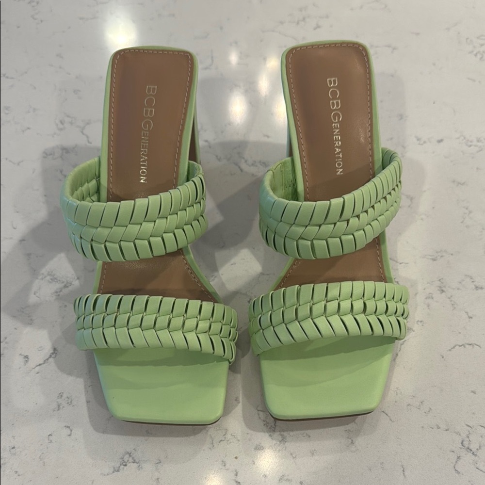 BCBGeneration Green Braided Heels Modern Design